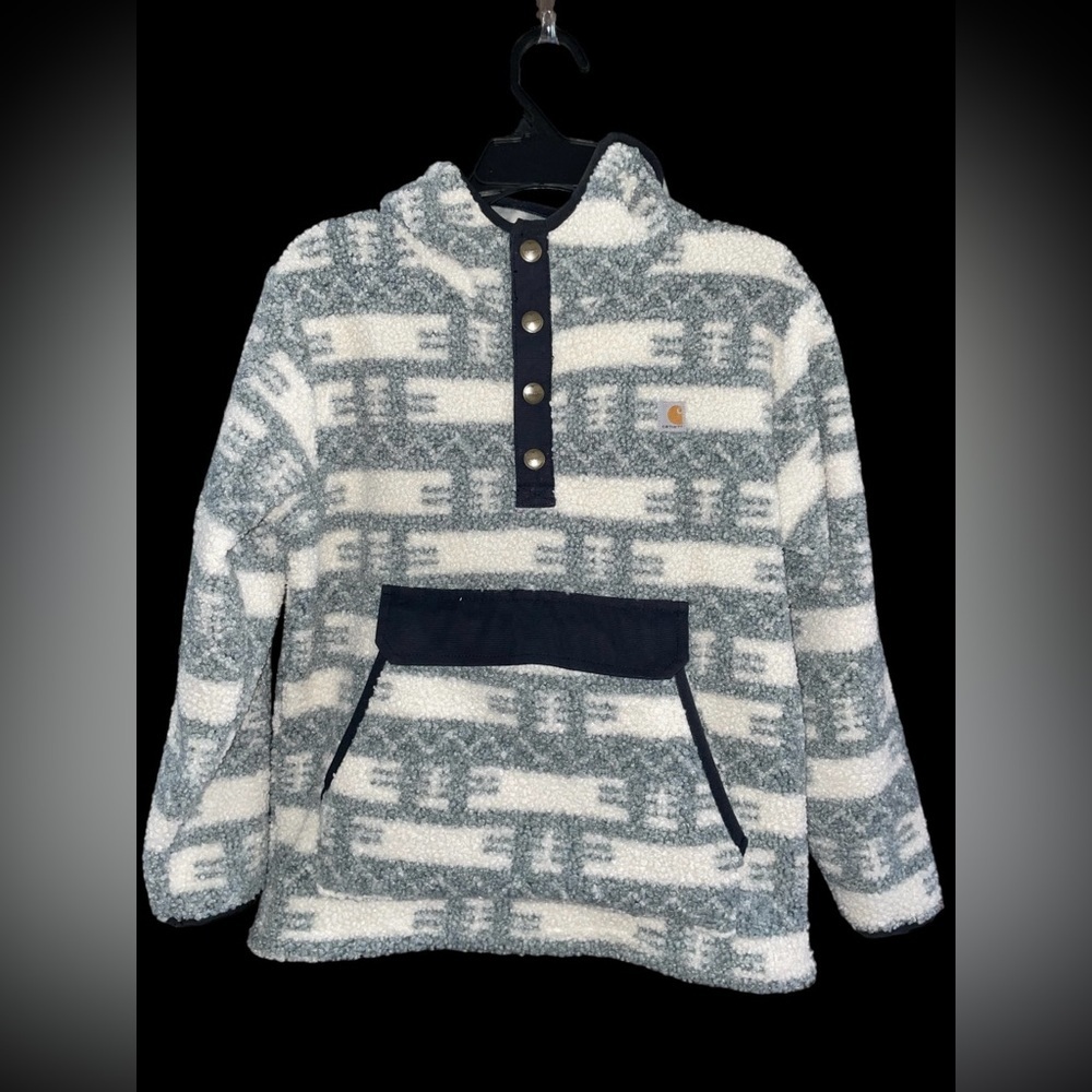 Carhartt Kids Long Sleeve Fleece Quarter Snap Sweatshirt in Tofu